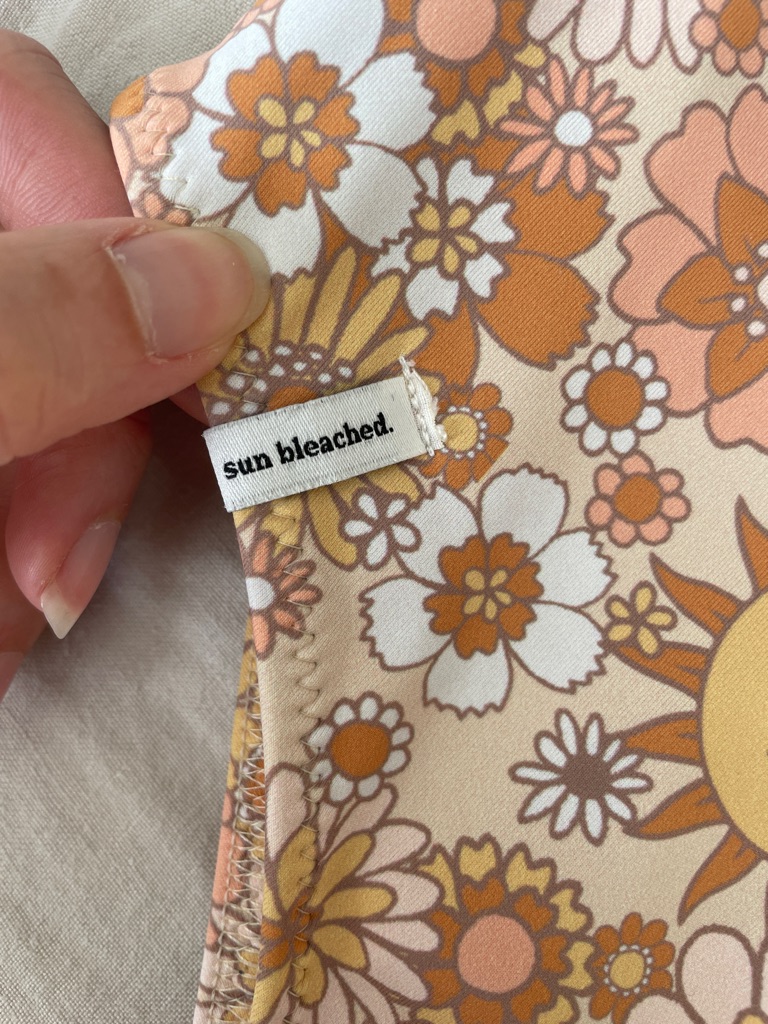 Retro Floral One-Piece Swimsuit In Yellow & Peach — image 3 of 4